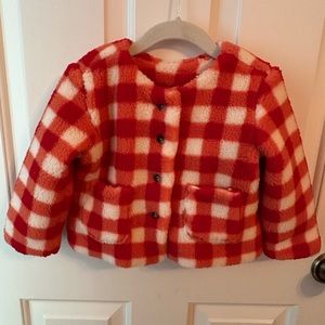 NEW Hanna Andersson Red Plaid Fleece Jacket